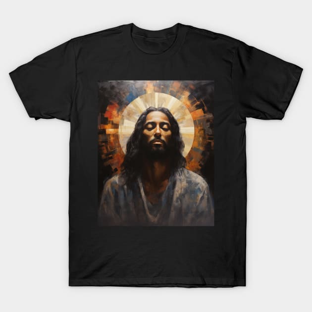 African American Art Black Jesus Christ in Prayer T-Shirt by AI Art Originals
